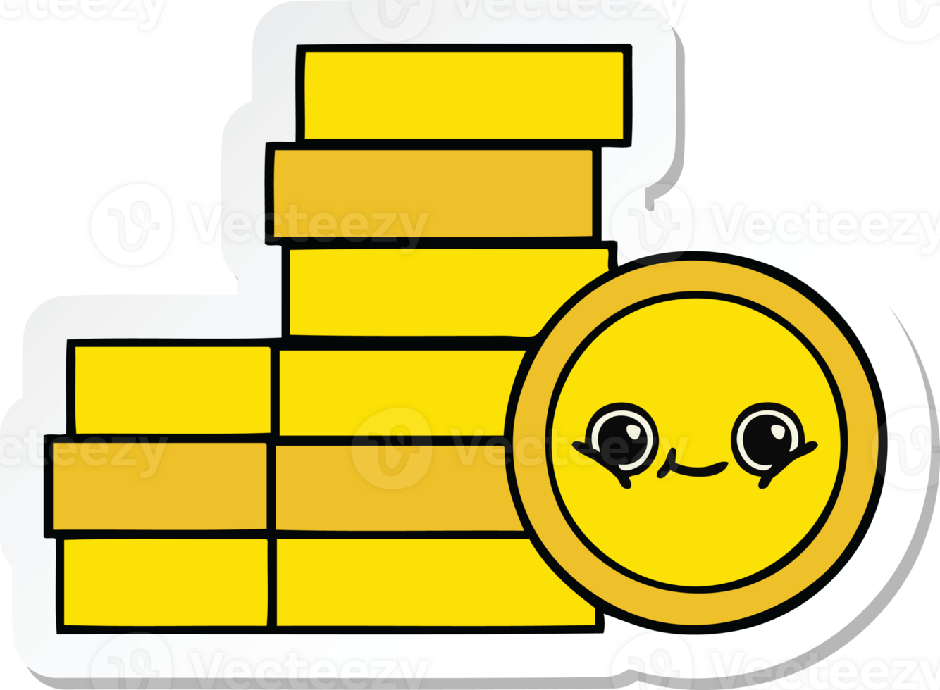 sticker of a cute cartoon coins png