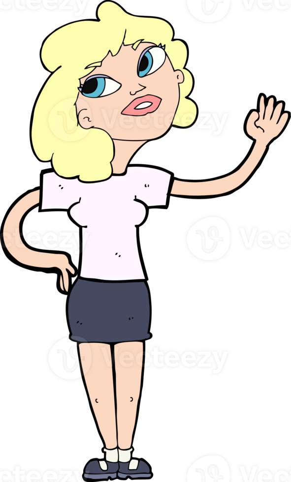 cartoon woman waving png