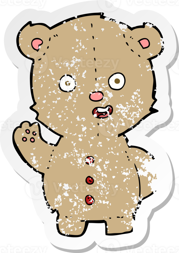 retro distressed sticker of a cartoon teddy bear png