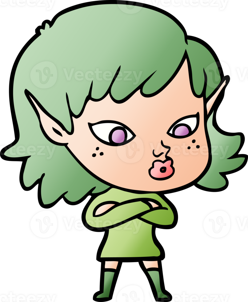 pretty cartoon elf girl png