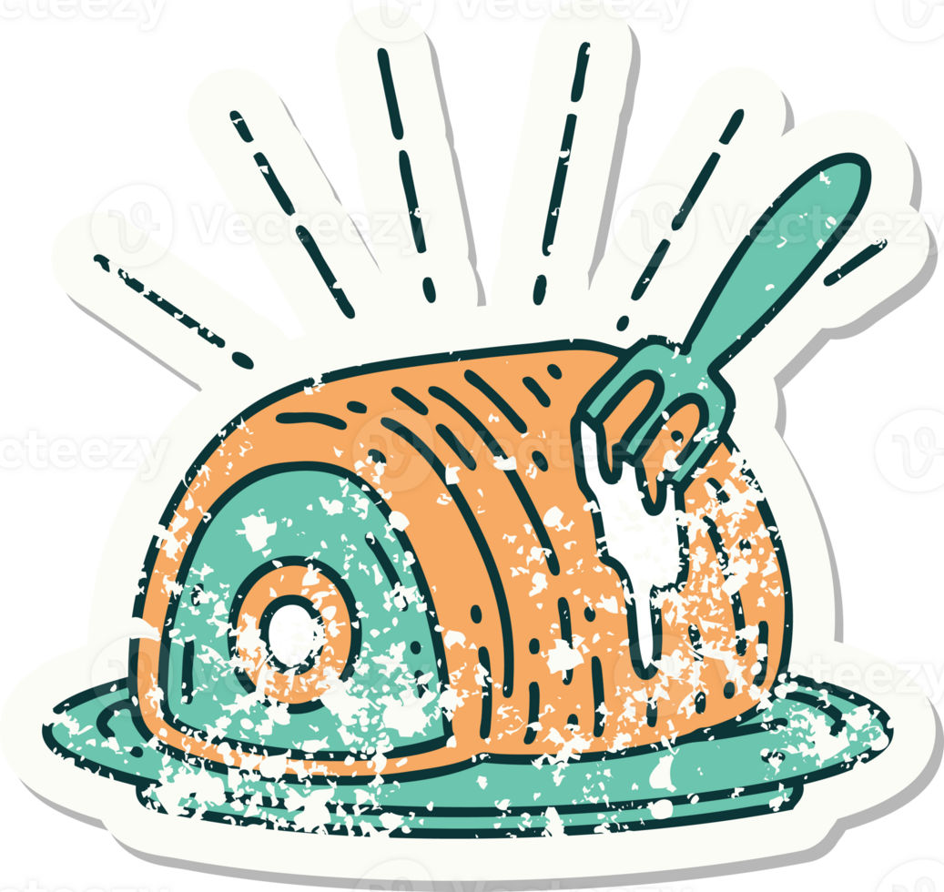 worn old sticker of a tattoo style roast beef png