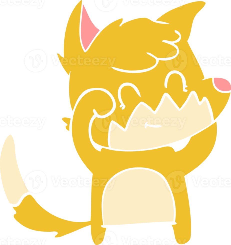 flat color style cartoon friendly fox png