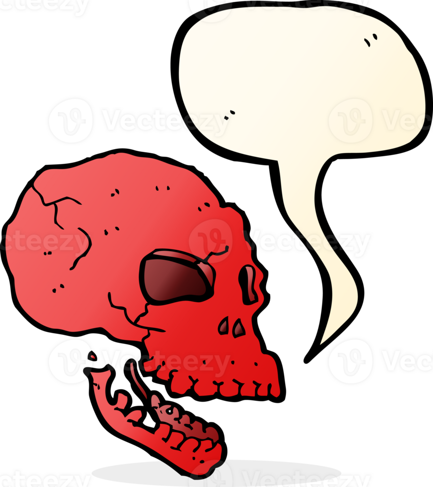 cartoon spooky skull with speech bubble png