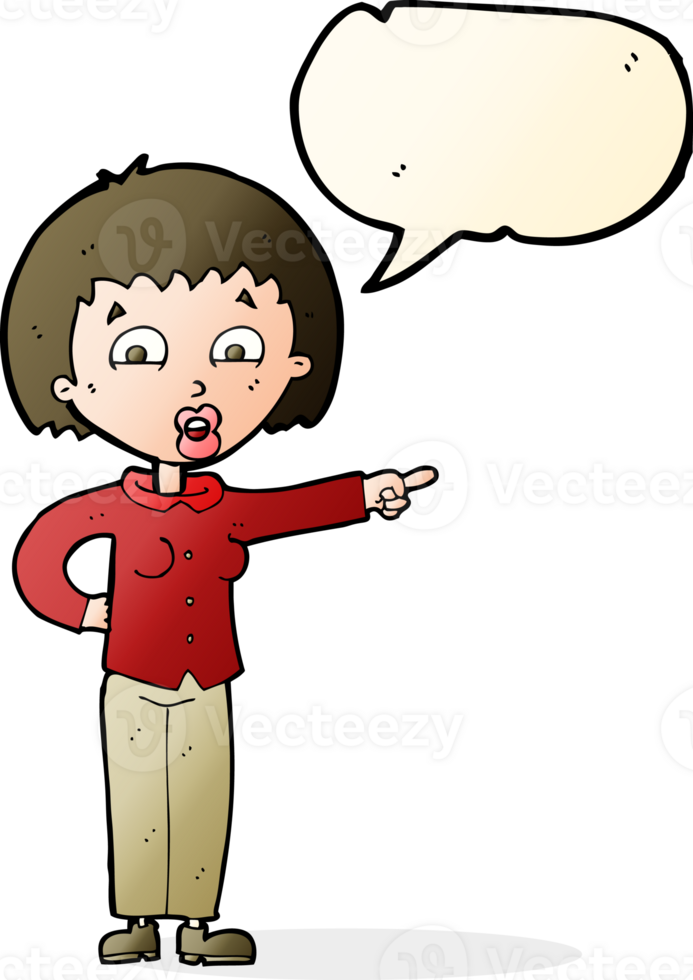 cartoon pointing woman with speech bubble png