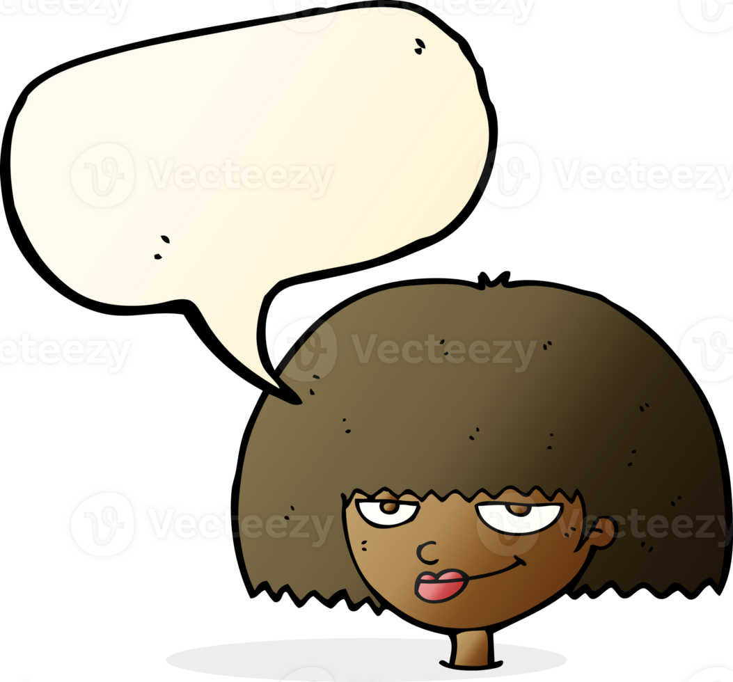 cartoon mean female face with speech bubble png