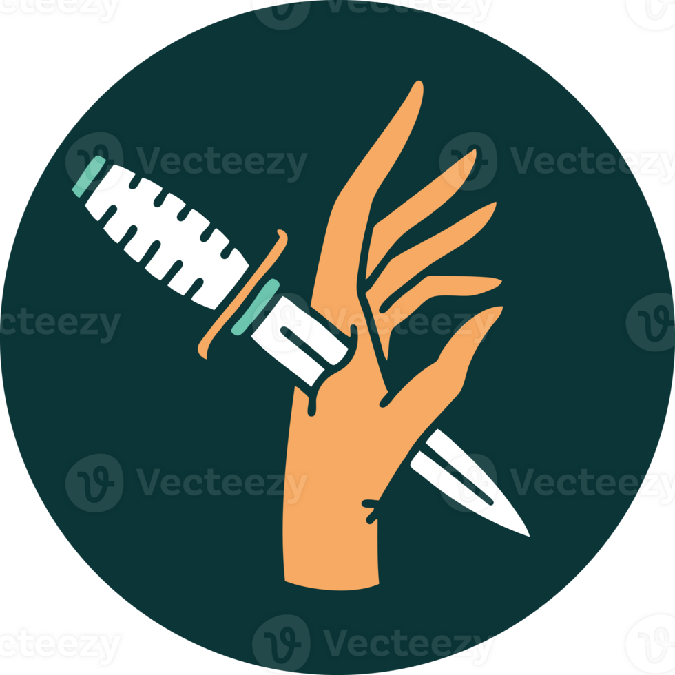 iconic tattoo style image of a dagger in the hand png