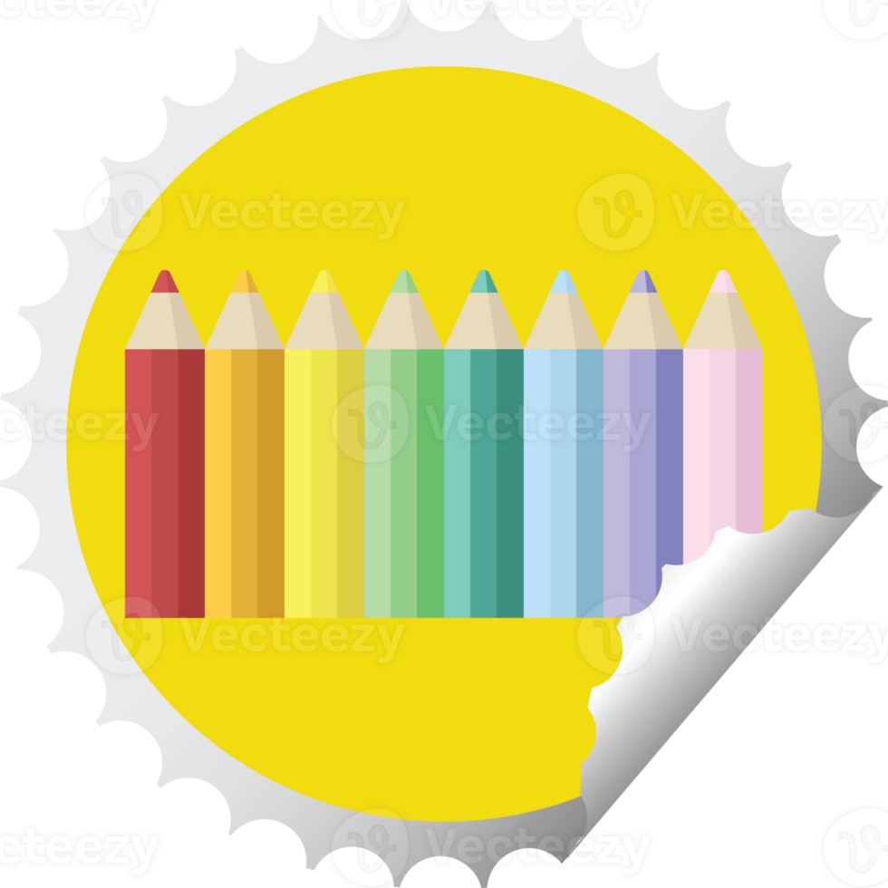 color pencils graphic   illustration round sticker stamp png