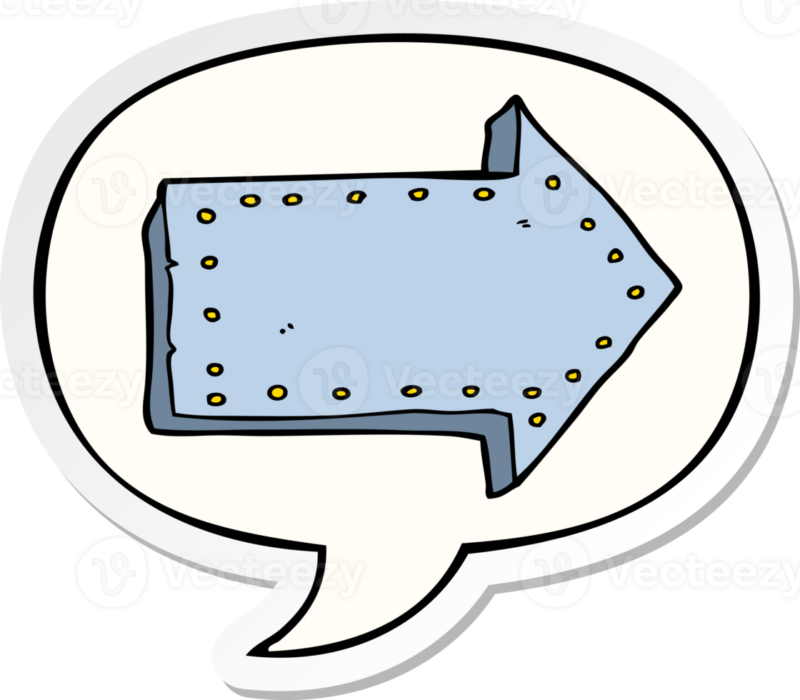 cartoon pointing arrow with speech bubble sticker png