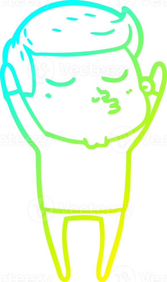 cold gradient line drawing of a cartoon model guy pouting png