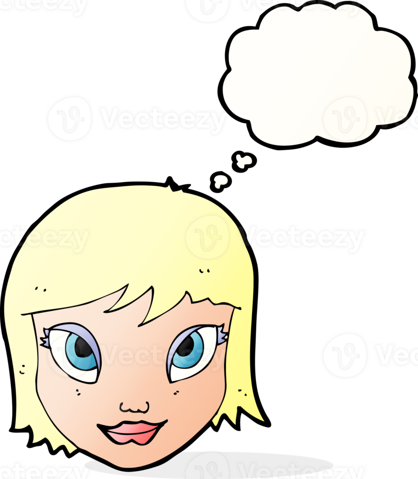 cartoon female face with thought bubble png