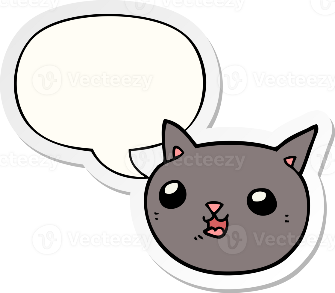cartoon cat with speech bubble sticker png
