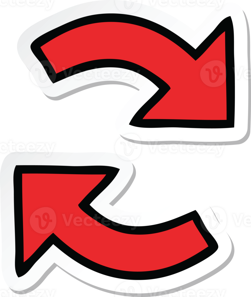 sticker of a cute cartoon directional arrow png