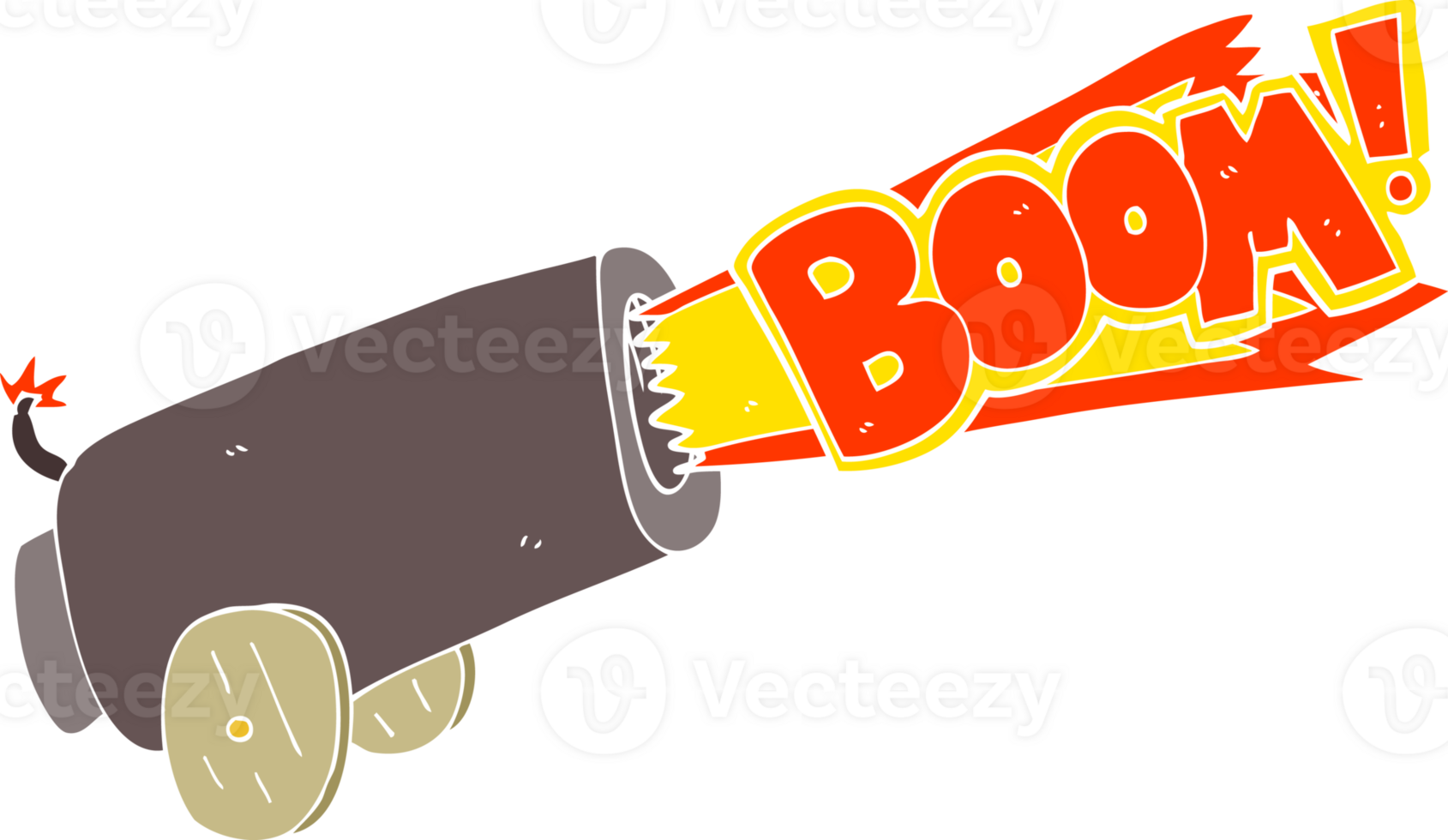 flat color illustration of cannon shooting png