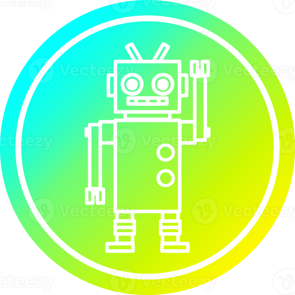 dancing robot circular icon with cool gradient finish png