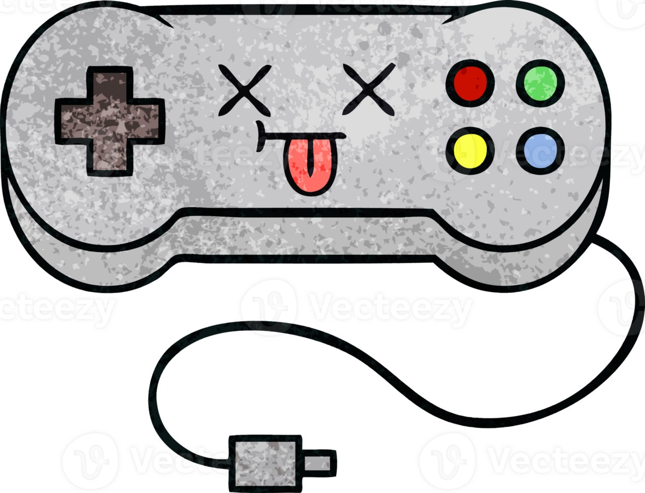 retro grunge texture cartoon of a game controller png