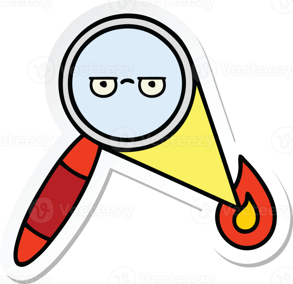 sticker of a cute cartoon magnifying glass png
