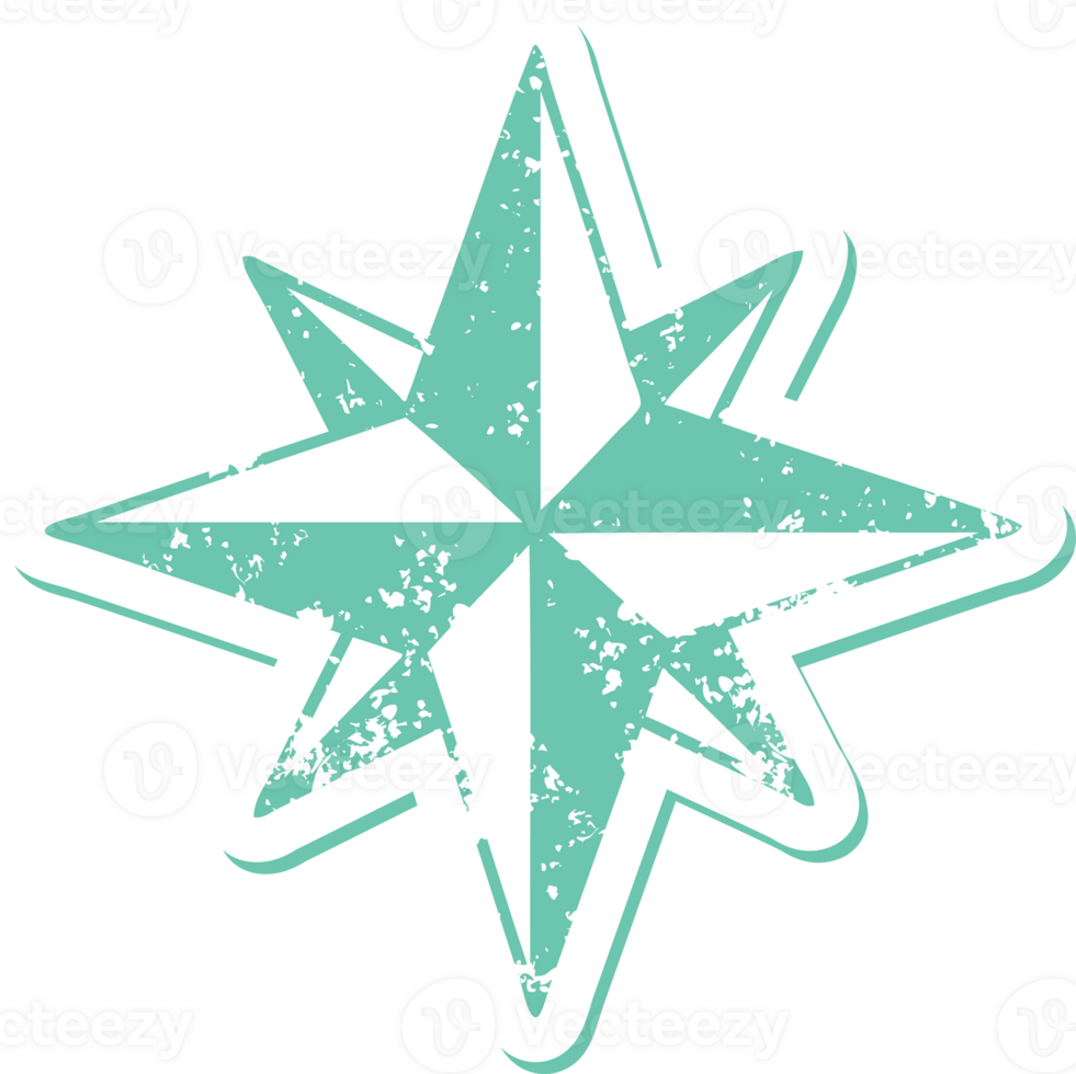 iconic distressed sticker tattoo style image of a star png