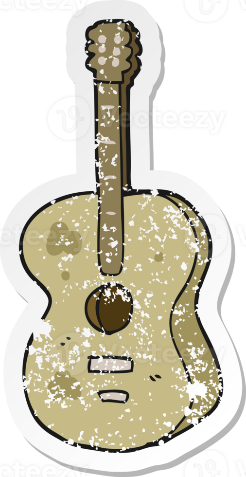 autocollant en détresse d'une guitare de dessin animé png