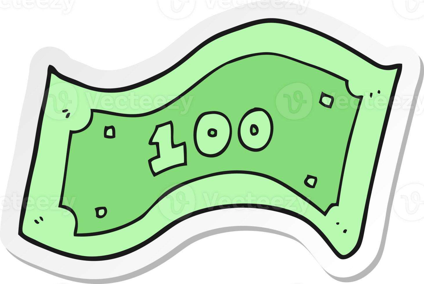 sticker of a cartoon 100 dollar bill png