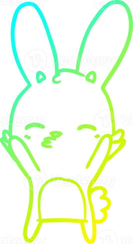 cold gradient line drawing of a curious bunny cartoon png