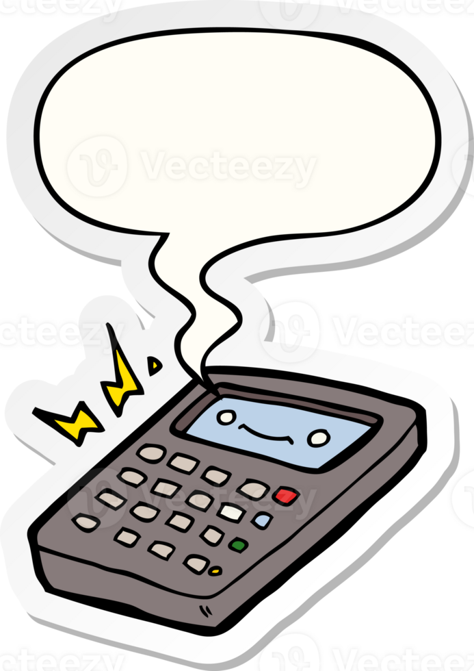 cartoon calculator with speech bubble sticker png