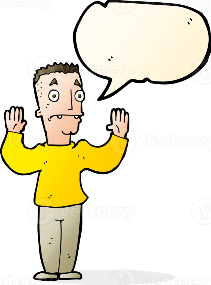 cartoon man surrendering with speech bubble png