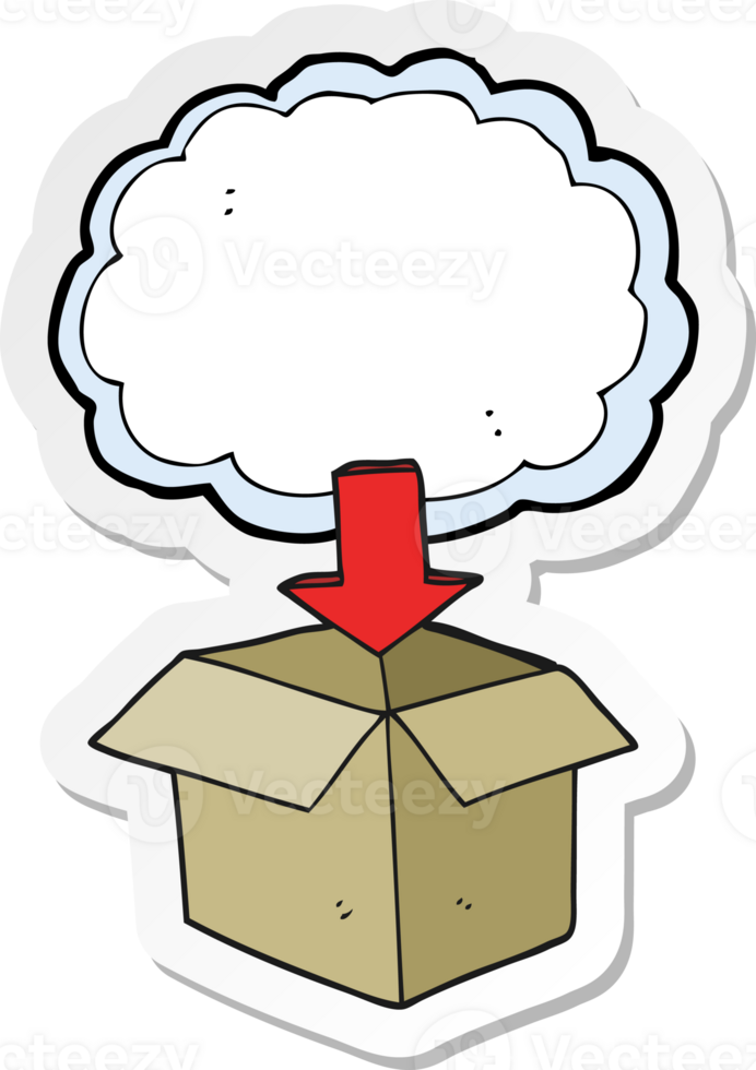 sticker of a cartoon download from the cloud symbol png
