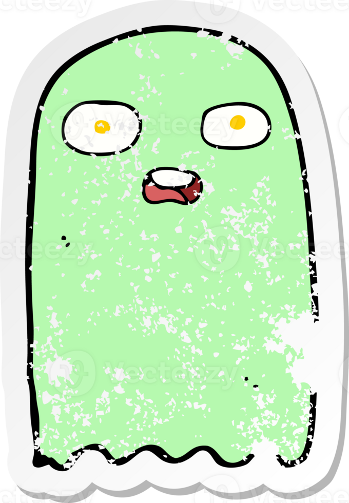 retro distressed sticker of a funny cartoon ghost png