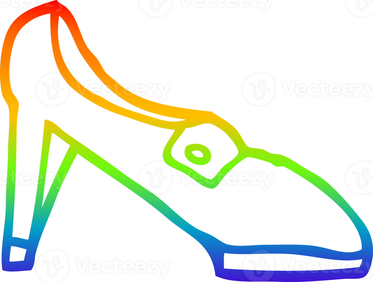 rainbow gradient line drawing of a cartoon shoe png