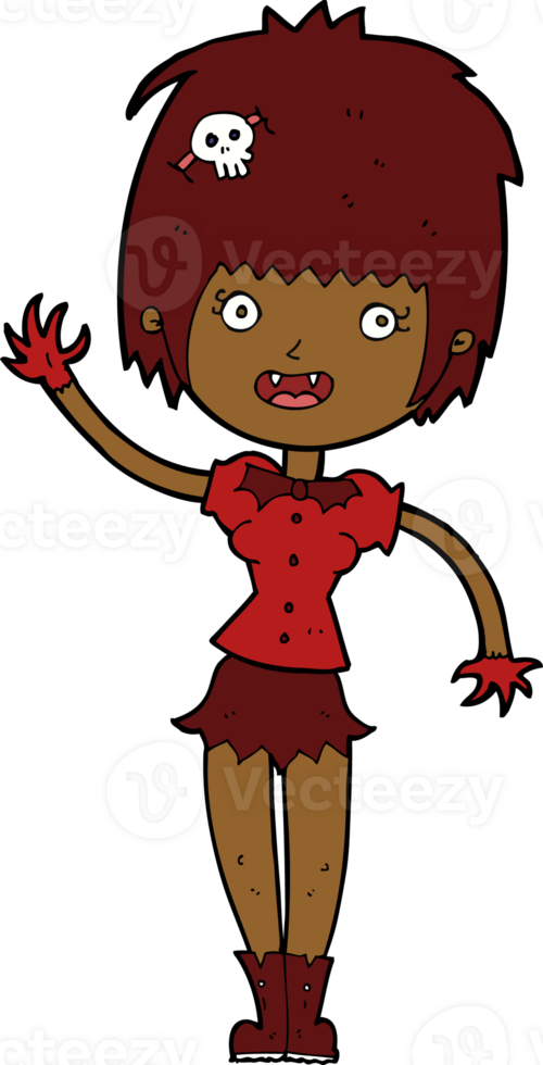 cartoon waving vampire girl png