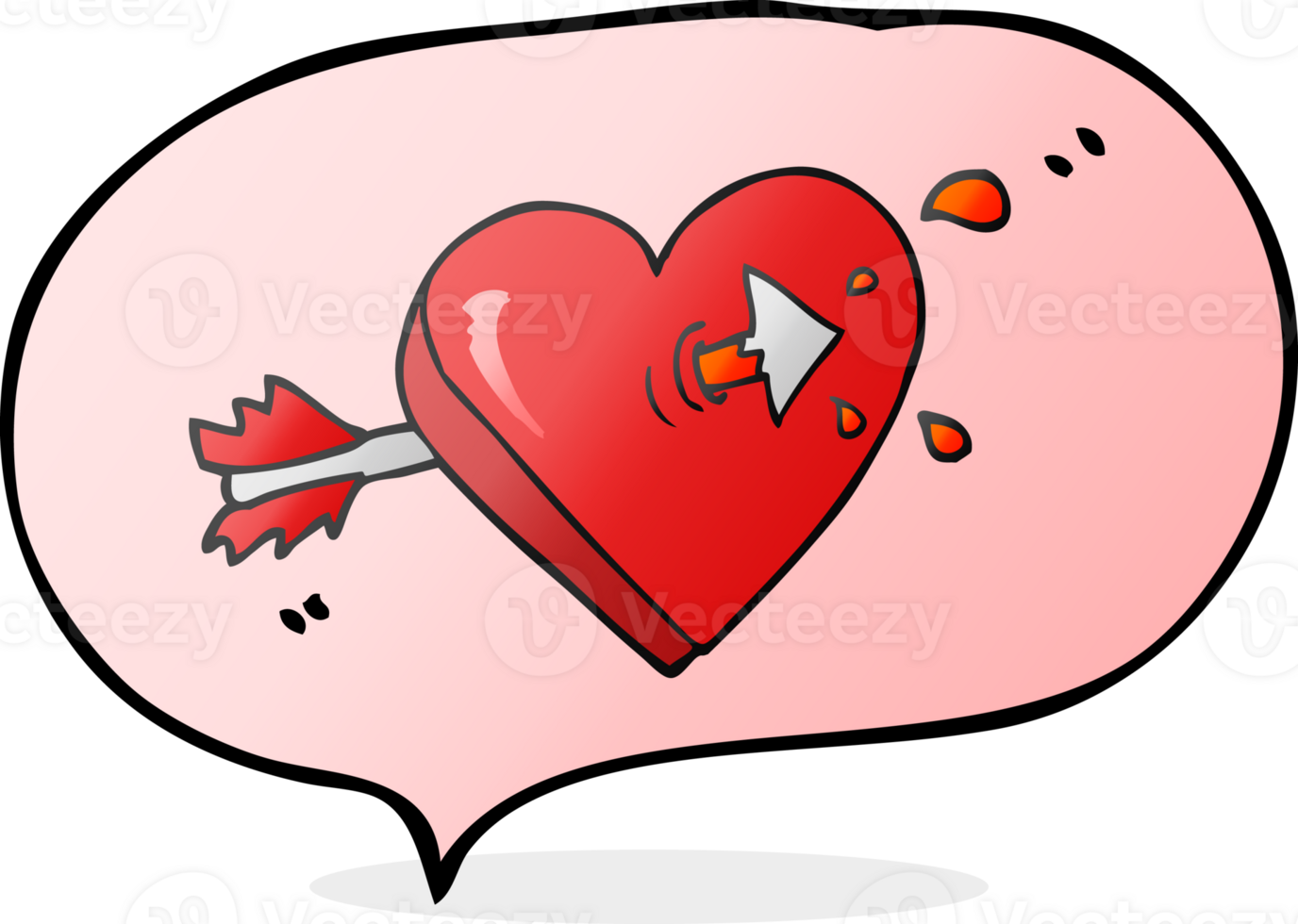 hand drawn speech bubble cartoon arrow through heart  hand drawn speech bubble cartoon png