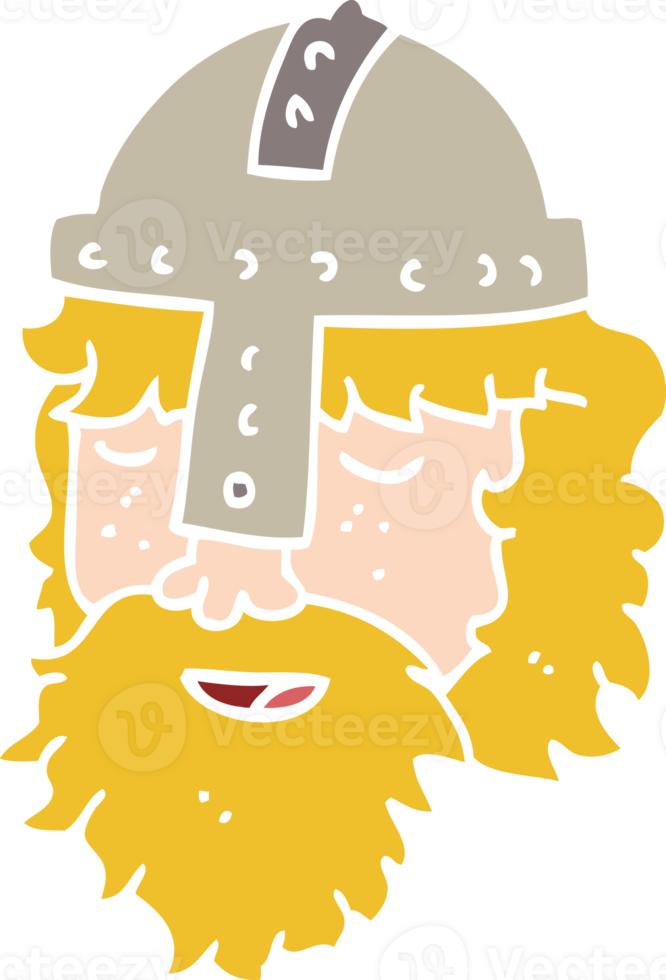 cara de vikingo de dibujos animados de estilo de color plano png