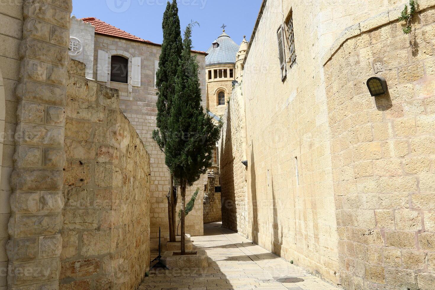 Narrow street in a big city. photo