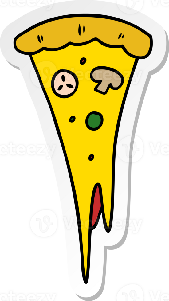 hand drawn sticker cartoon doodle of a slice of pizza png