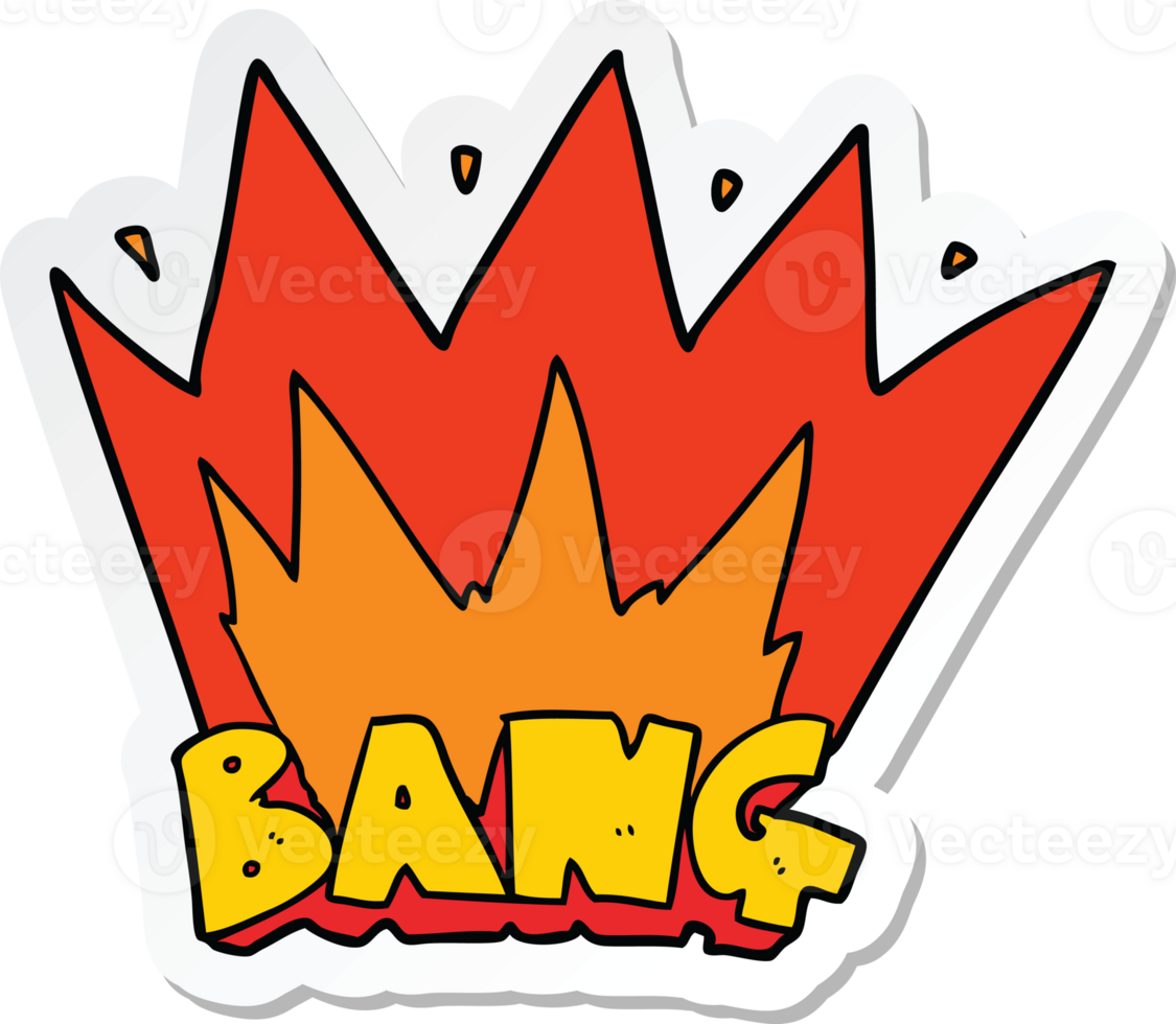 sticker of a cartoon bang sign png