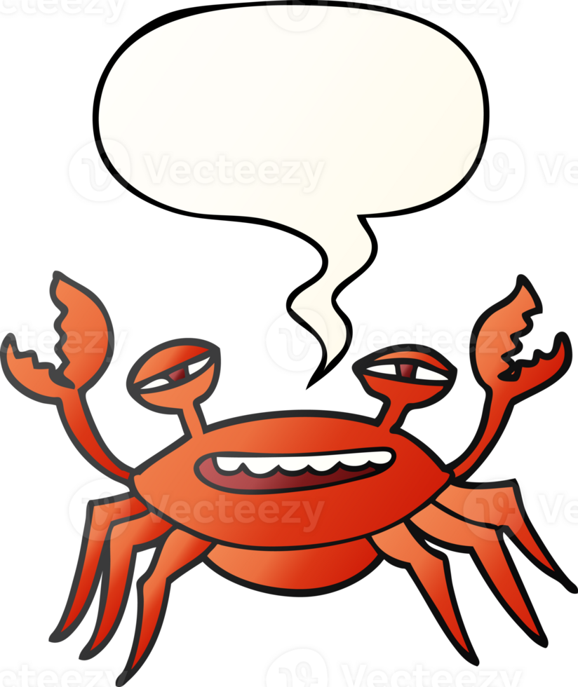 cartoon crab with speech bubble in smooth gradient style png