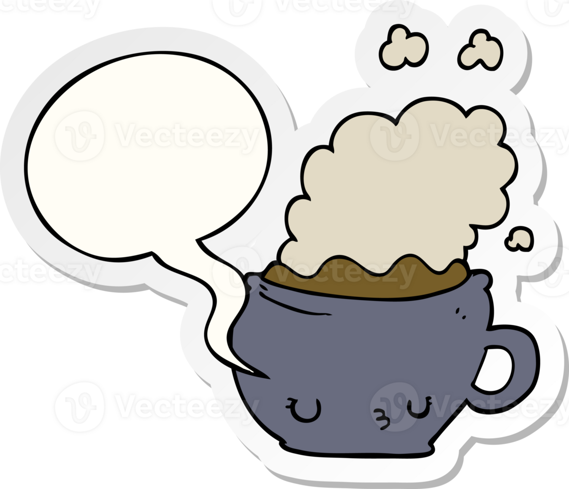cute cartoon coffee cup with speech bubble sticker png