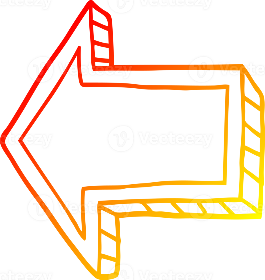 warm gradient line drawing of a cartoon directing arrow png