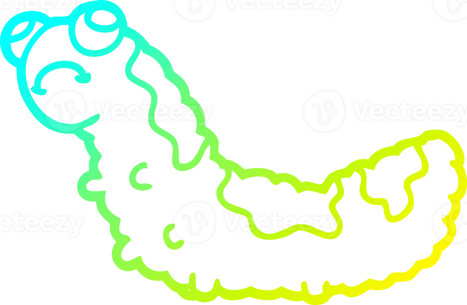 cold gradient line drawing of a cartoon unhappy caterpillar png