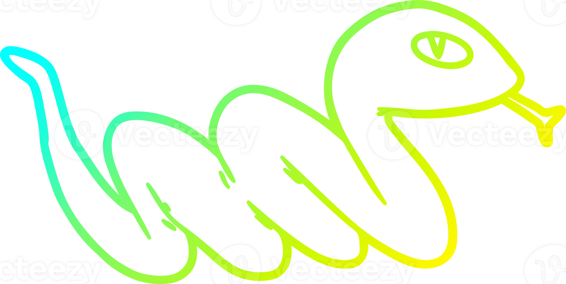 cold gradient line drawing of a cartoon slithering snake png