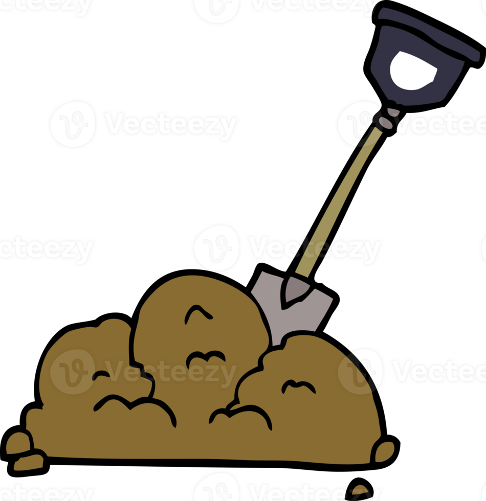 cartoon doodle shovel in dirt png