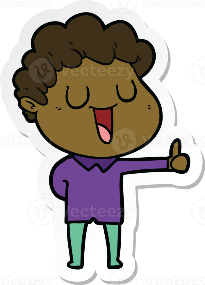 sticker of a laughing cartoon man giving thumbs up sign png