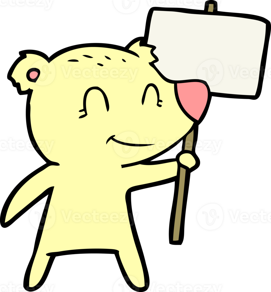 cartoon bear holding sign png