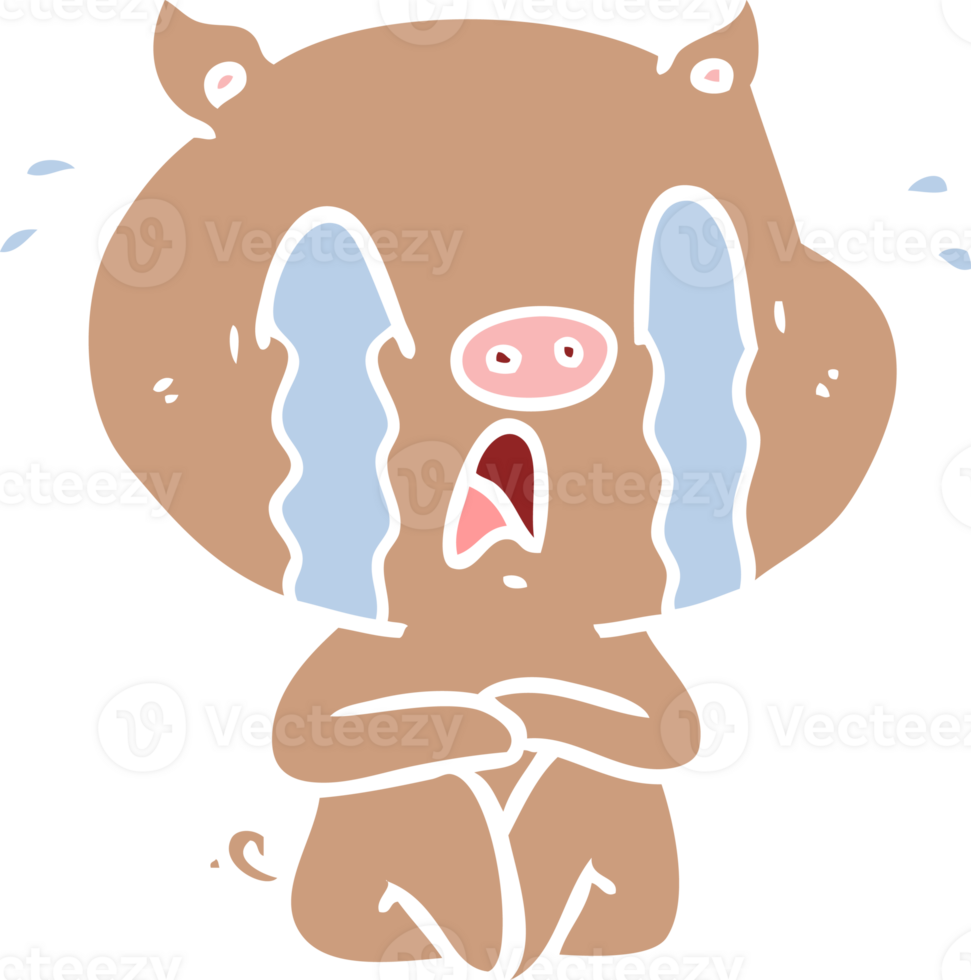 crying pig flat color style cartoon png