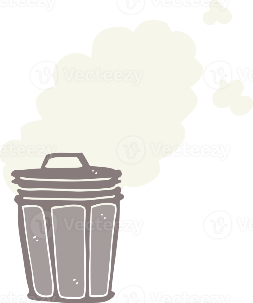 flat color style cartoon stinky garbage can png