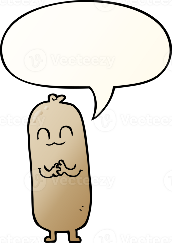 cartoon sausage with speech bubble in smooth gradient style png