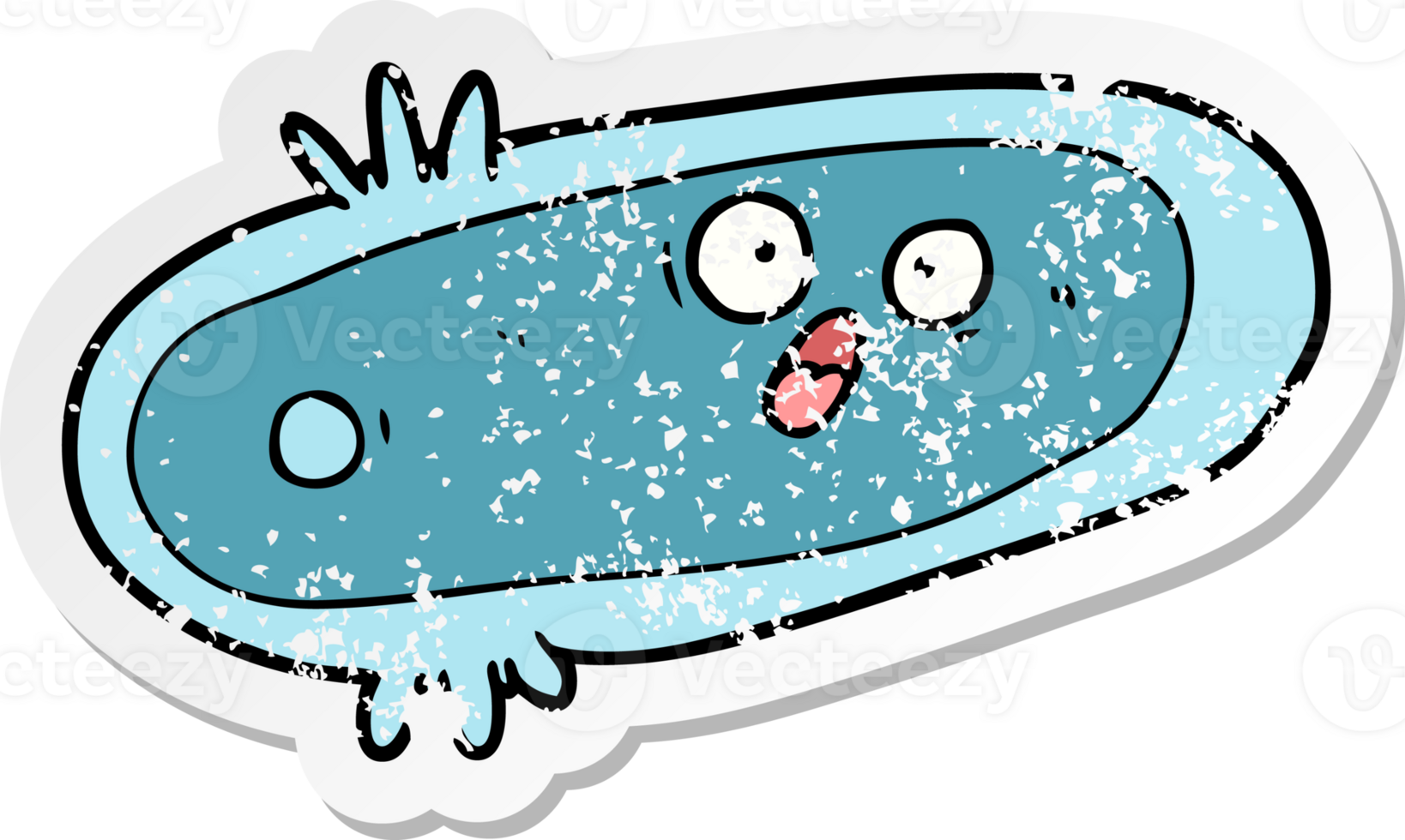 distressed sticker of a cartoon germ png