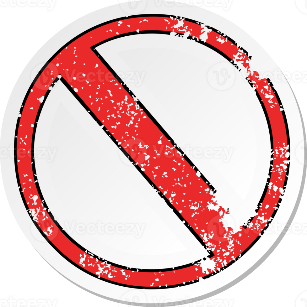 distressed sticker of a cute cartoon not allowed sign png