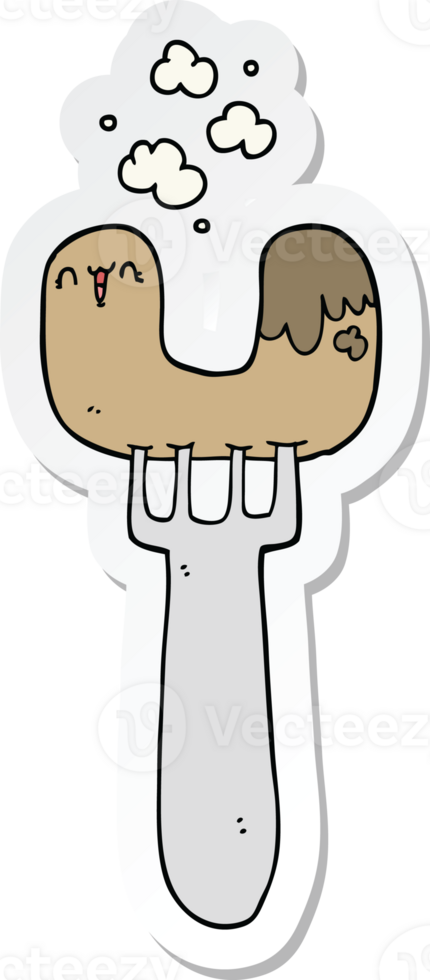 sticker of a cartoon sausage on fork png