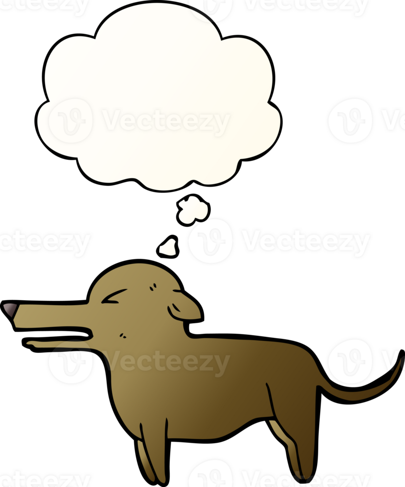 cartoon dog with thought bubble in smooth gradient style png